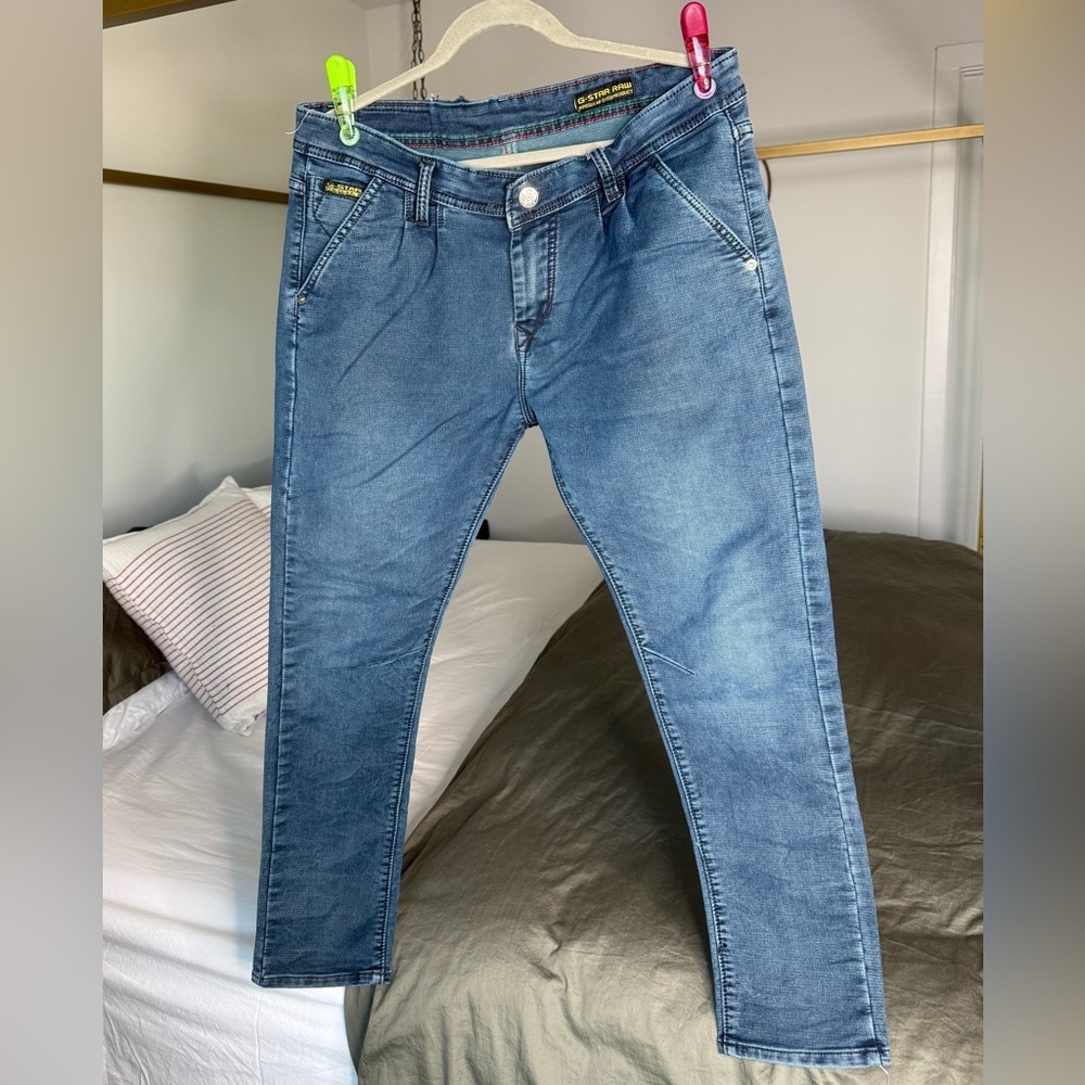 G-STAR RAW Men’s Skinny Jeans Dark Blue w/ Pleated Moto Detail Size 36 Denim Y2K - Picture 1 of 15